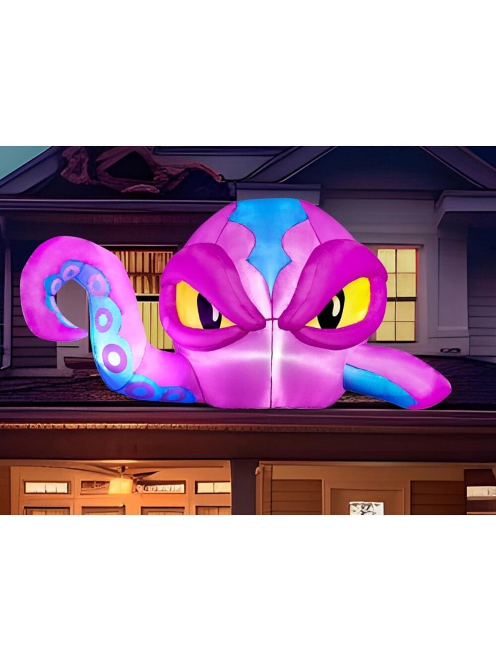 4FT Halloween Inflatable Purple Octopus with Tentacles & LEDs for Window Decor